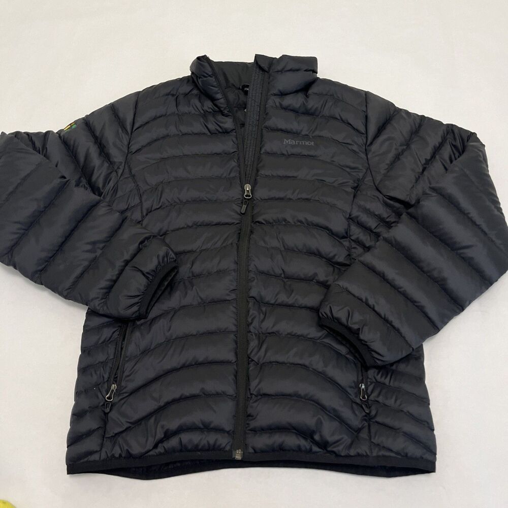 MARMOT Women's Down Puffer Jacket 600 Fill Aruna Full Zipper Black Size Medium